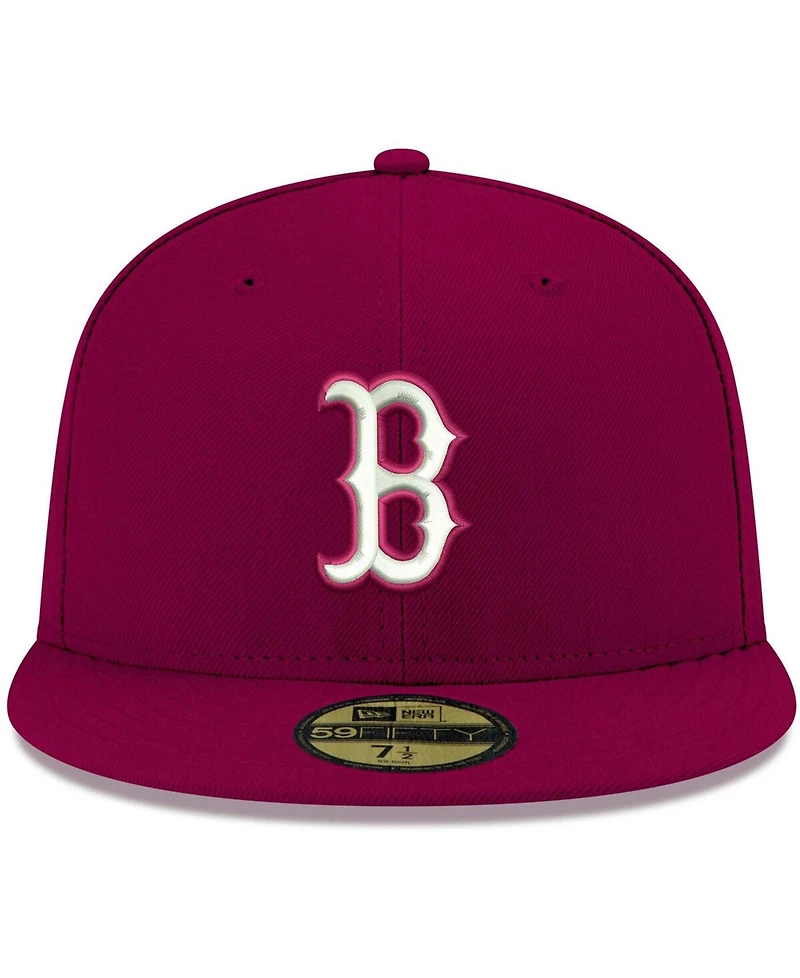 Men's Cardinal Boston Red Sox Logo White 59FIFTY Fitted Hat