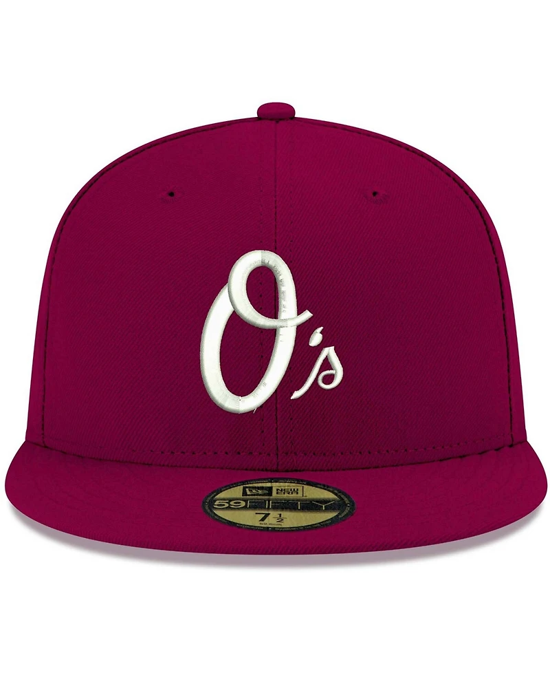Men's Cardinal Baltimore Orioles Logo White 59FIFTY Fitted Hat