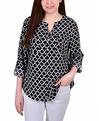 Petite Tab Y Neck Blouse