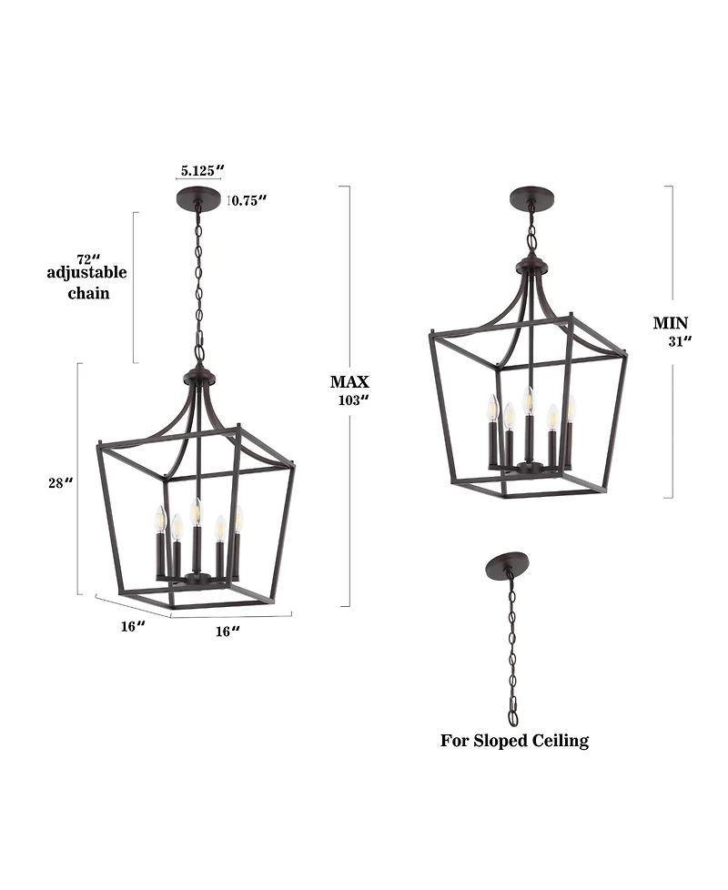 Camden -Light Iron Classic Midcentury Pendant Lantern