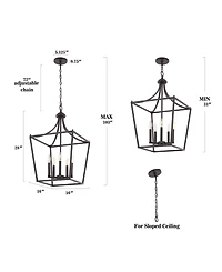 Camden -Light Iron Classic Midcentury Pendant Lantern