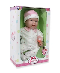 La Baby Caucasian 16" Soft Body Baby Doll Pink Outfit