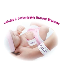 La Newborn Nursery 14" Baby Doll 8 Pcs Pink Gift Set - Soft Tender Face