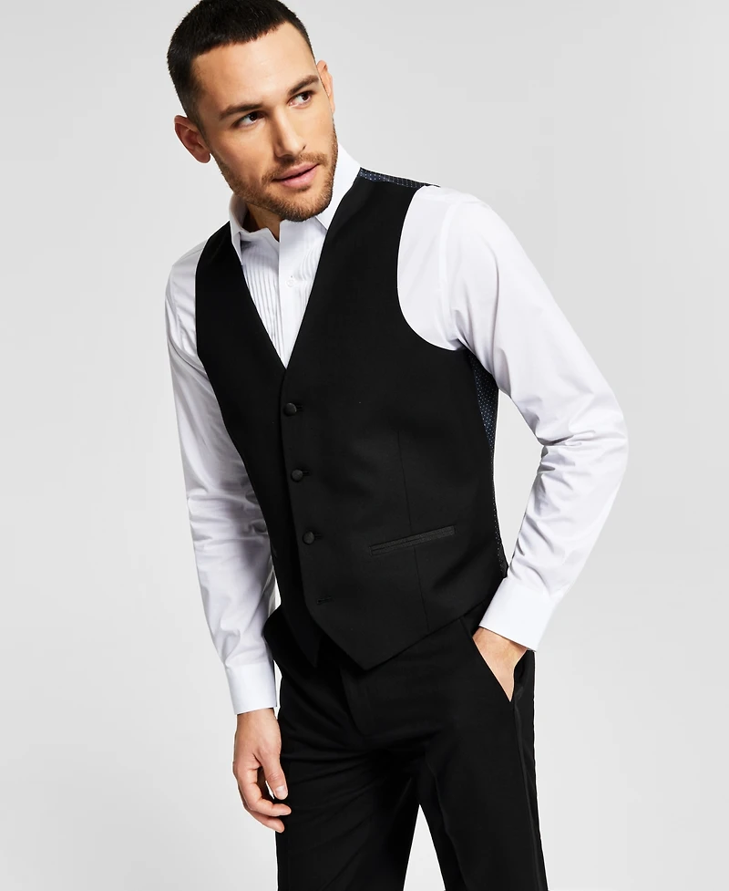 Alfani Men's Classic-Fit Stretch Black Tuxedo Vest, Created for Macy's