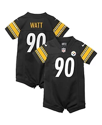 Infant T.j. Watt Black Pittsburgh Steelers Game Romper Jersey