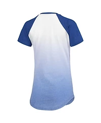 Women's Royal and White Los Angeles Dodgers Shortstop Ombre Raglan V-Neck T-Shirt