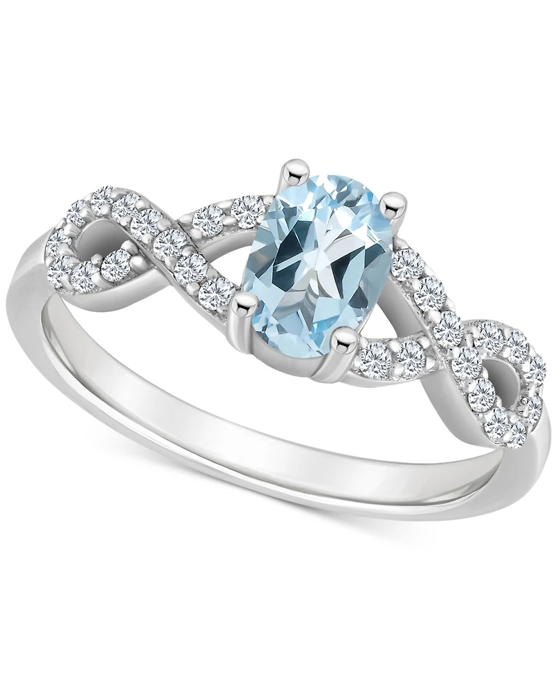 Rhodolite Garnet (1 ct. t.w.) & White Topaz (1/4 Twist Ring Sterling Silver (Also Citrine, Blue Topaz, Amethyst, Periodt)