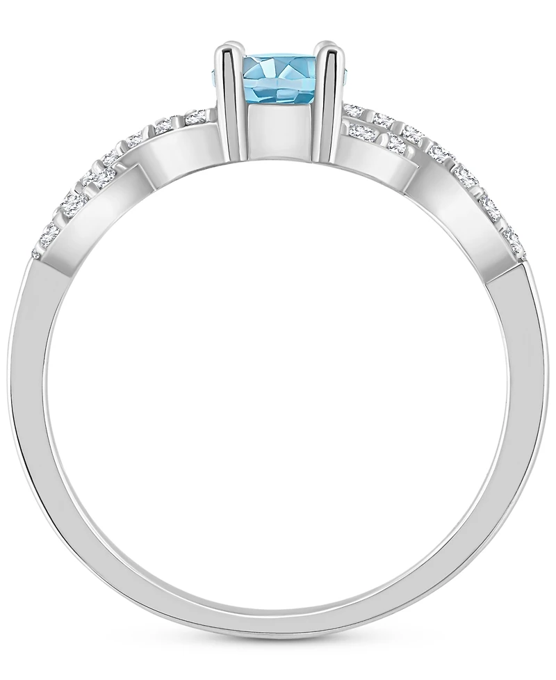 Rhodolite Garnet (1 ct. t.w.) & White Topaz (1/4 Twist Ring Sterling Silver (Also Citrine, Blue Topaz, Amethyst, Periodt)