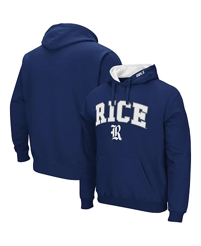 Men's Navy Rice Owls Arch and Logo Pullover Hoodie