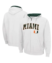 Men's White Miami Hurricanes Arch Logo 3.0 Full-Zip Hoodie