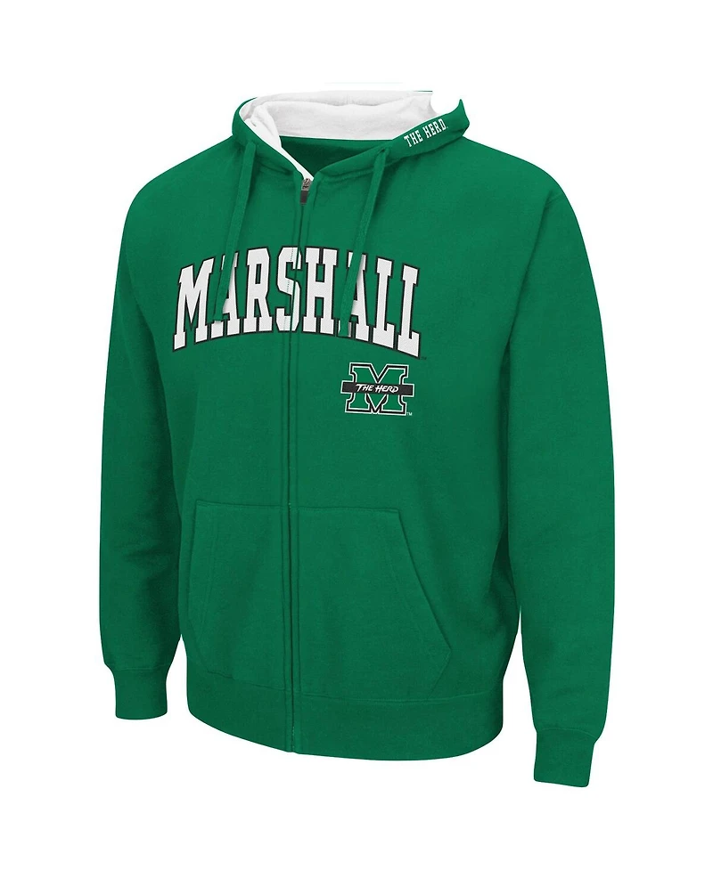 Men's Kelly Green Marshall Thundering Herd Arch Logo 3.0 Full-Zip Hoodie