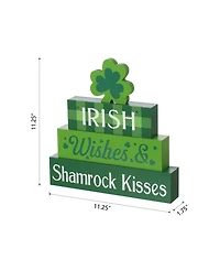 Glitzhome 11.5" Lighted St. Patrick's Wooden Block Table Sign