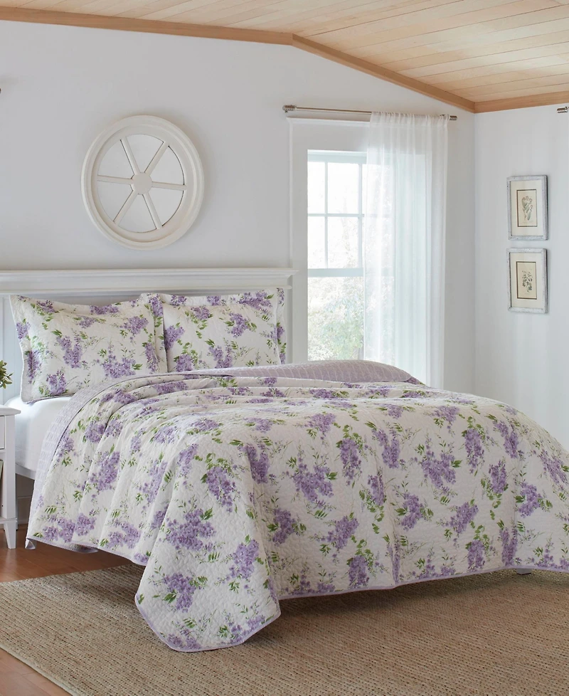 Laura Ashley Keighley Cotton Reversible 2 Piece Quilt Set, Twin