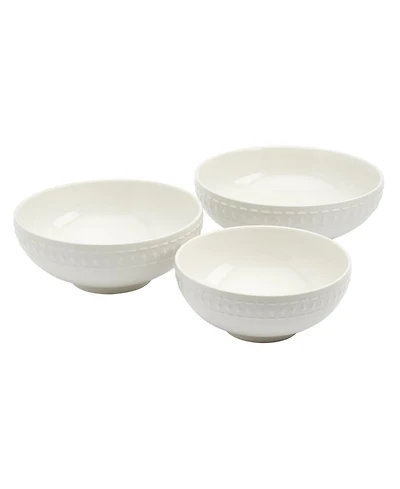 Tabletops Gallery 3-pc Bloom Round Embossed Bowl Set