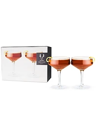 Viski Raye Angled Crystal Coupe Glasses Set of 2, 7 Oz