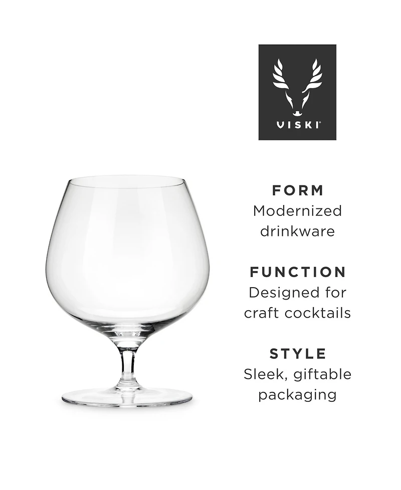 Viski Crystal Wingback Cognac Glasses, Set of 2, 17 Oz