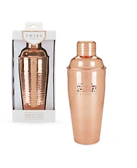 Twine Hammered Copper Cocktail Shaker with Built-in Strainer, 25 Oz