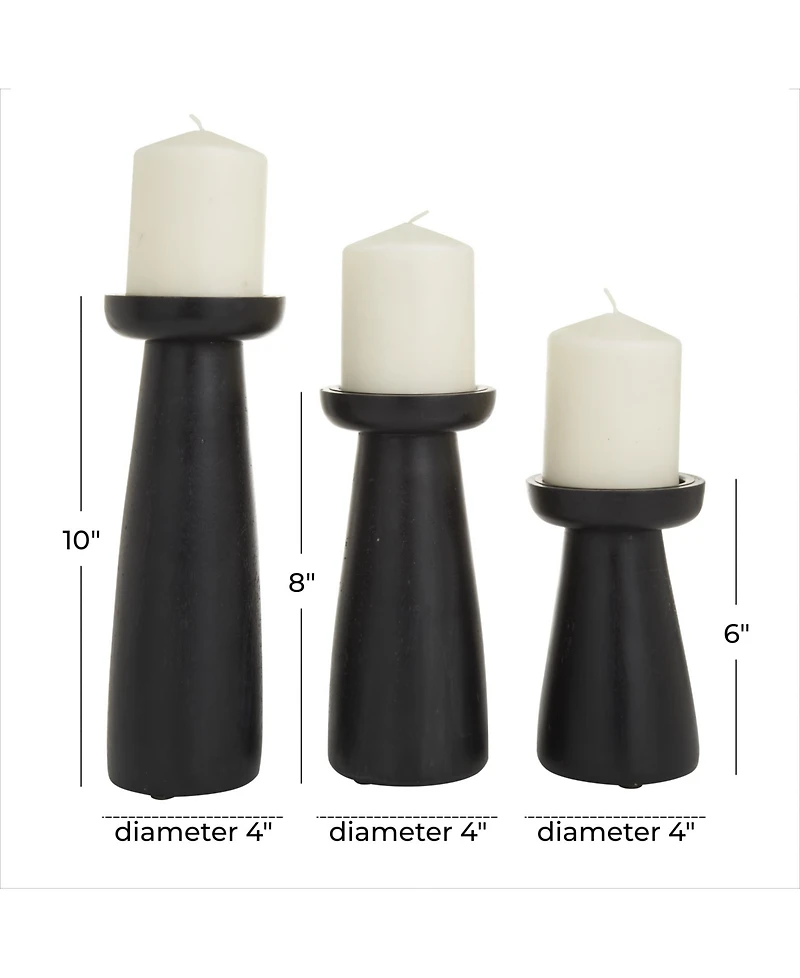CosmoLiving by Cosmopolitan Mango Wood Modern Candle Holder, Set of 3