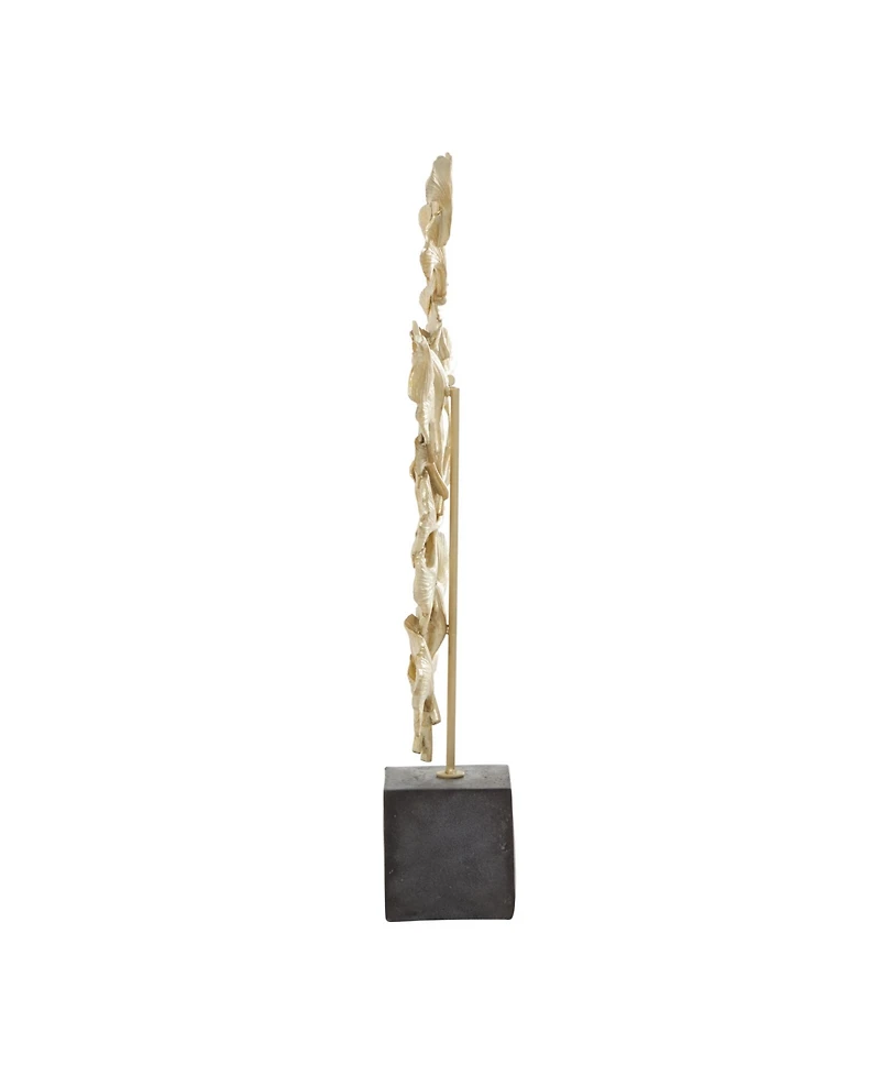 Polyresin Contemporary Gingko Leaf Sculpture, 20" x 10"
