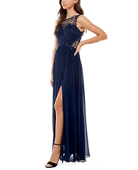 City Studios Juniors' Embellished Illusion Tulip Gown, Created for Macy's