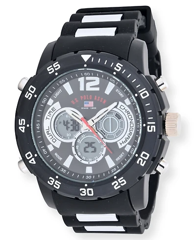 U.s. Polo Association Men's Black and Silver Strap Watch