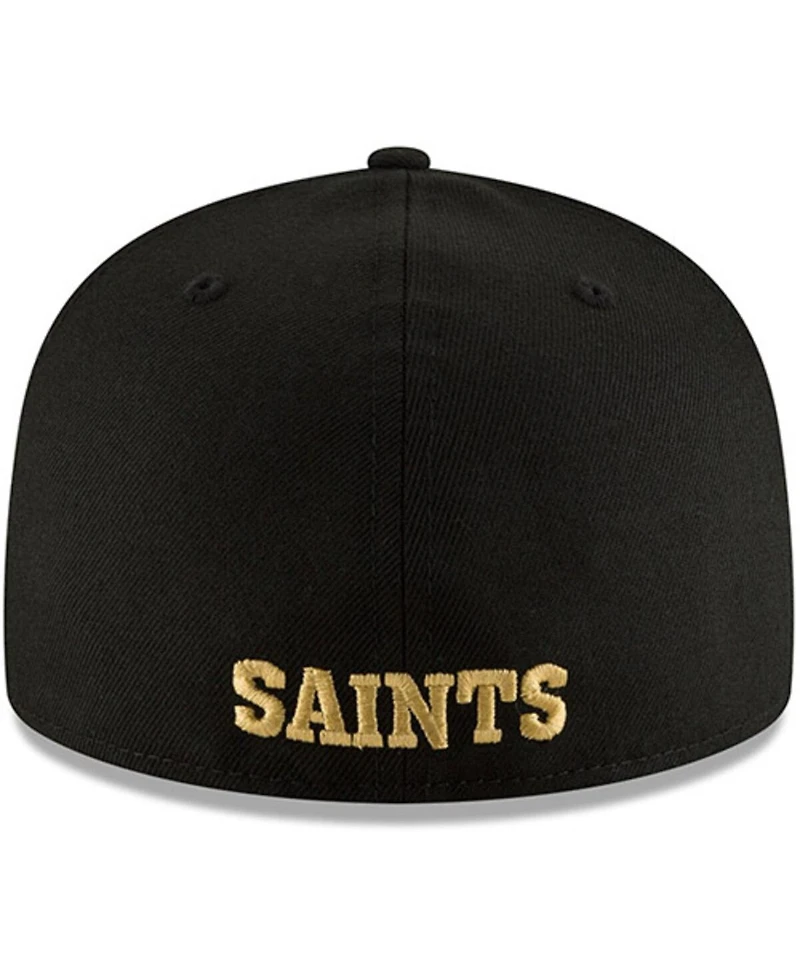 Men's Black New Orleans Saints Omaha Throwback 59FIFTY Fitted Hat