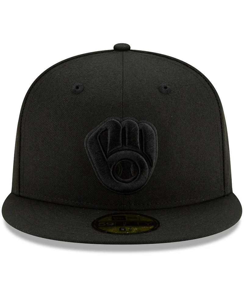 Men's Black Milwaukee Brewers Black on Black 59FIFTY Fitted Hat