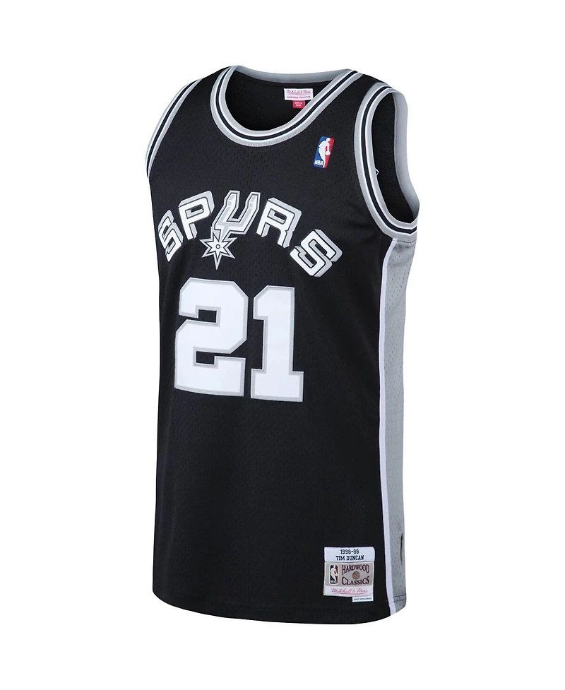 Men's Tim Duncan Black San Antonio Spurs Big and Tall Hardwood Classics Jersey