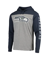 Men's Heathered Gray, Blue Seattle Seahawks Franklin Wooster Long Sleeve Hoodie T-shirt
