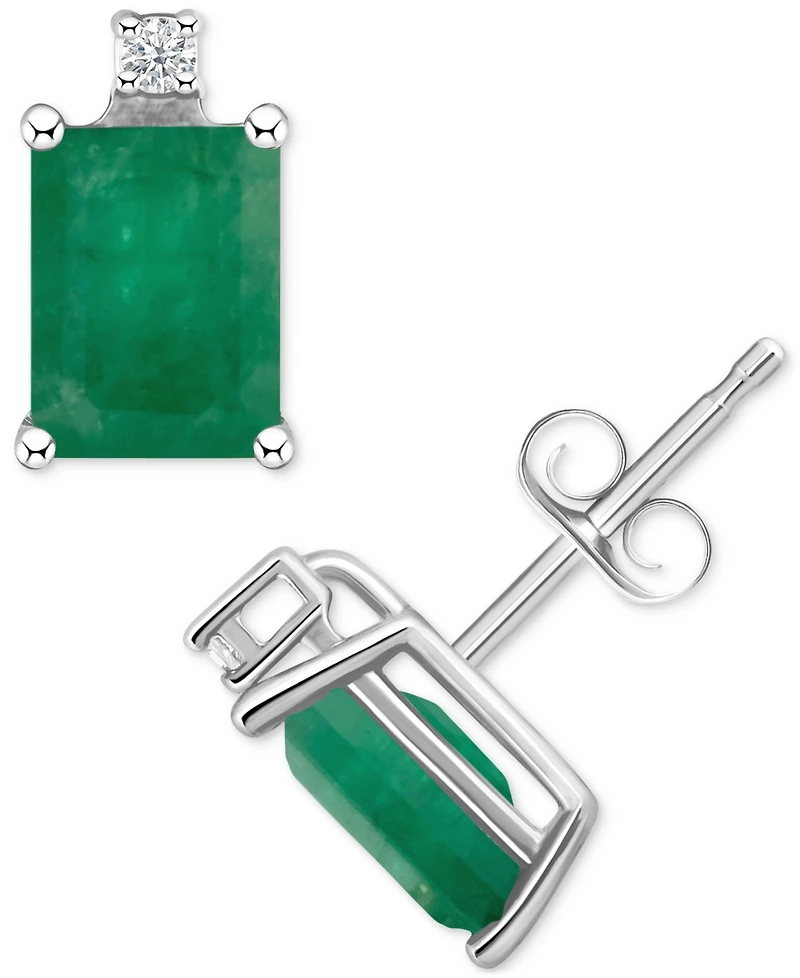 Tanzanite (1-1/5 ct. t.w.) & Diamond Accent Stud Earrings 14k White Gold (Also Emerald, Sapphire Ruby)