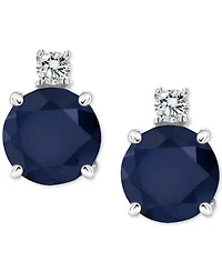 Sapphire (1-1/3 ct. t.w.) & Diamond Accent Stud Earrings 14k White Gold (Also Emerald Ruby)
