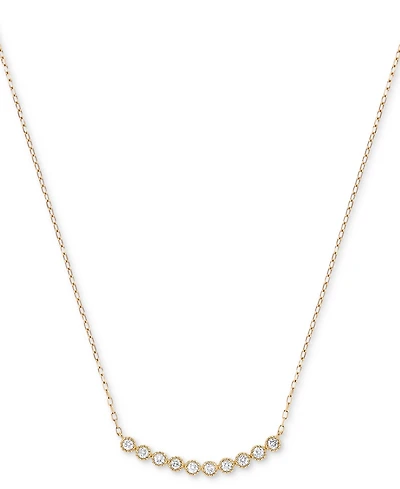 Diamond Bezel Curved Bar 18" Statement Necklace (1/4 ct. t.w.) in 14k Yellow Gold or 14k Rose Gold