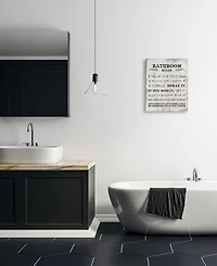 Stupell Industries Bathroom Rules Funny Word Wood Textured Design Stretched Canvas Wall Art, 16" x 20"