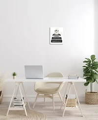 Stupell Industries Fashion Designer Flower Book Stack Black and White Watercolor Wall Plaque Art, 10" x 15"