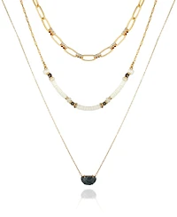 T Tahari Women's White Shell and Link Layered Necklace