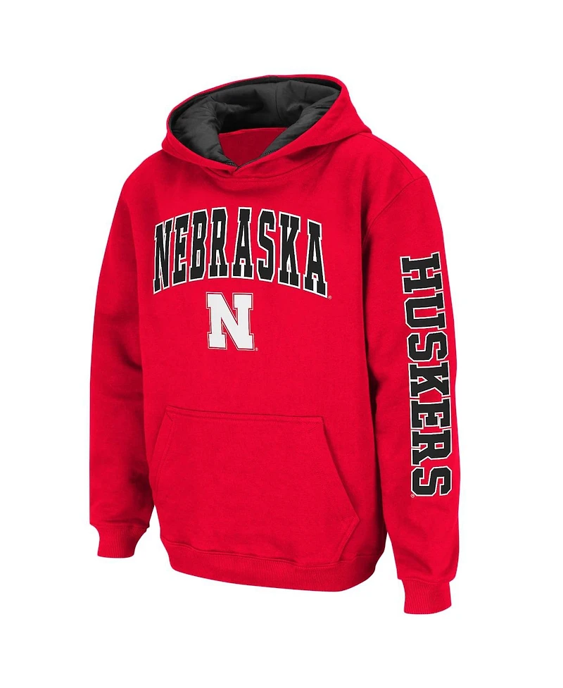 Big Boys Scarlet Nebraska Huskers 2-Hit Team Pullover Hoodie