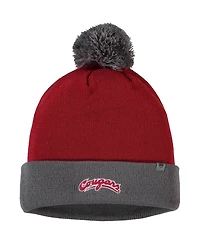 Men's Crimson and Gray Washington State Cougars Core 2-Tone Cuffed Knit Hat with Pom