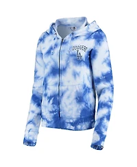 Women's Royal Los Angeles Dodgers Tie-Dye Fleece Full-Zip Hoodie