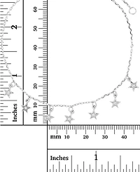 Cubic Zirconia Dangle Star Chain Bracelet in Sterling Silver or 14k Gold-Plated Sterling Silver