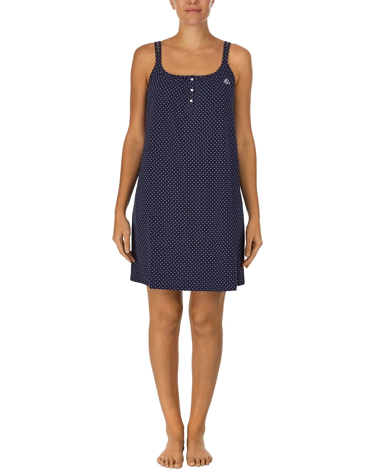 Lauren Ralph Cotton Knit Double-Strap Nightgown