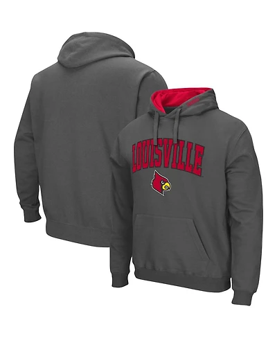 Men's Colosseum Charcoal Louisville Cardinals Arch and Logo 3.0 Pullover Hoodie