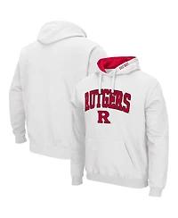 Men's Colosseum White Rutgers Scarlet Knights Arch and Logo 3.0 Pullover Hoodie