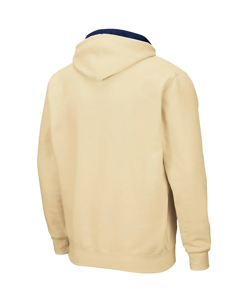 Men's Colosseum Gold Navy Midshipmen Arch and Logo 3.0 Full-Zip Hoodie