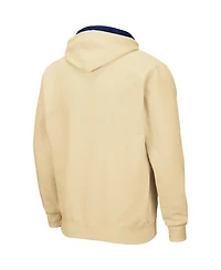 Men's Colosseum Gold Navy Midshipmen Arch and Logo 3.0 Full-Zip Hoodie