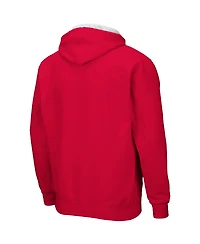 Men's Colosseum Red Wisconsin Badgers Arch and Logo 3.0 Full-Zip Hoodie