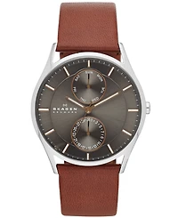 Skagen Men's Holst Brown Leather Strap Watch 40mm SKW6086