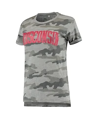 Women's Pressbox Camo Wisconsin Badgers T-shirt