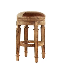 Wood and Fabric Rustic Bar Stool