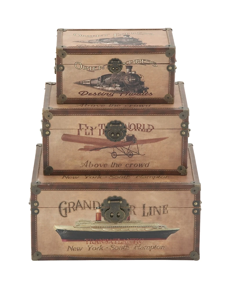Wood Retro Trunk, Set of 3