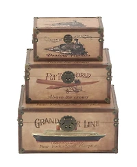 Wood Retro Trunk, Set of 3